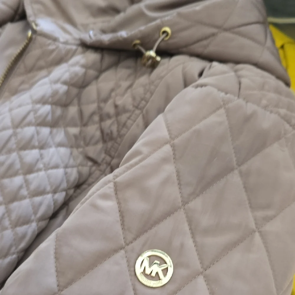 Michael Kors Womens Quilted Hooded Dark Tan Jacket - Picture 10 of 12